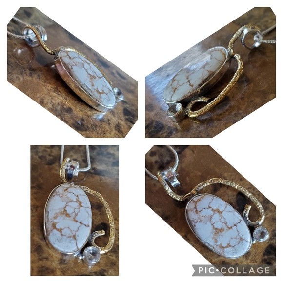 Genuine Wild Horse with White Topaz accent. - Picture 3 of 6